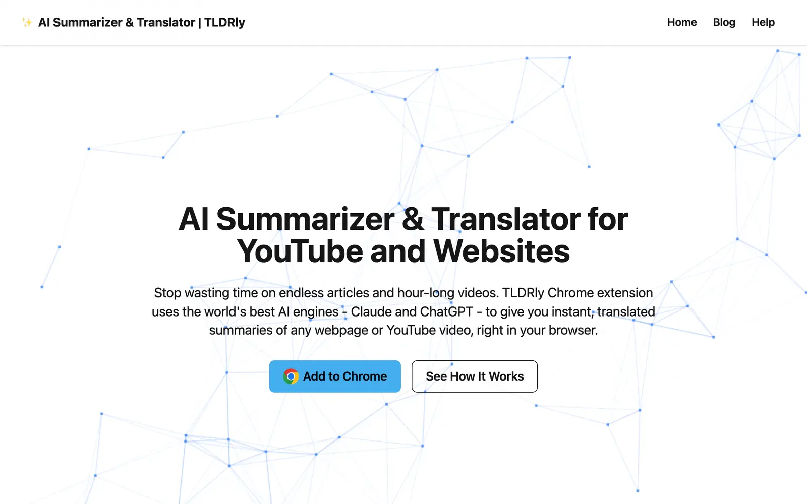 Screenshot of the TLDRly website