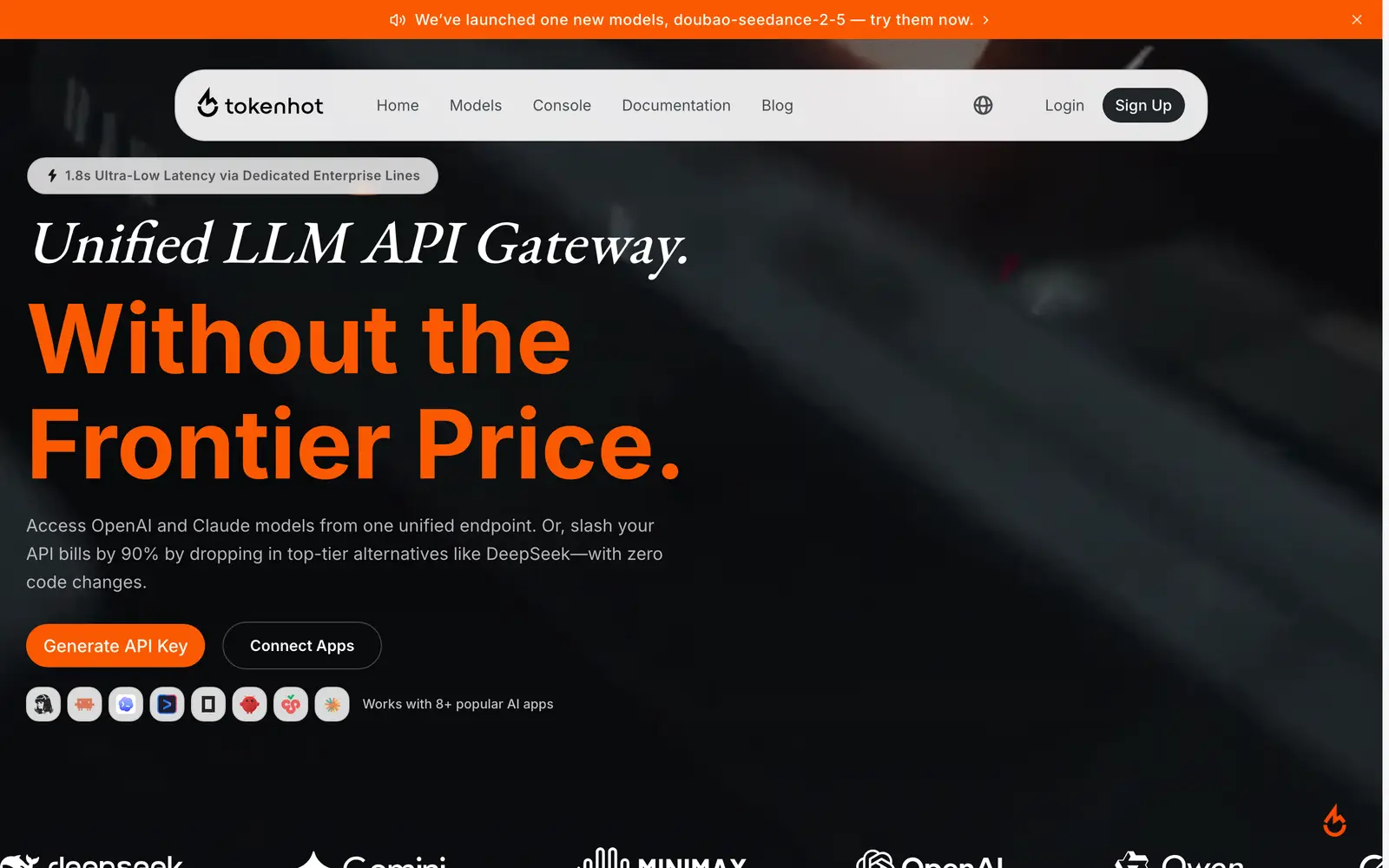 Screenshot of the Tokenhot AI website