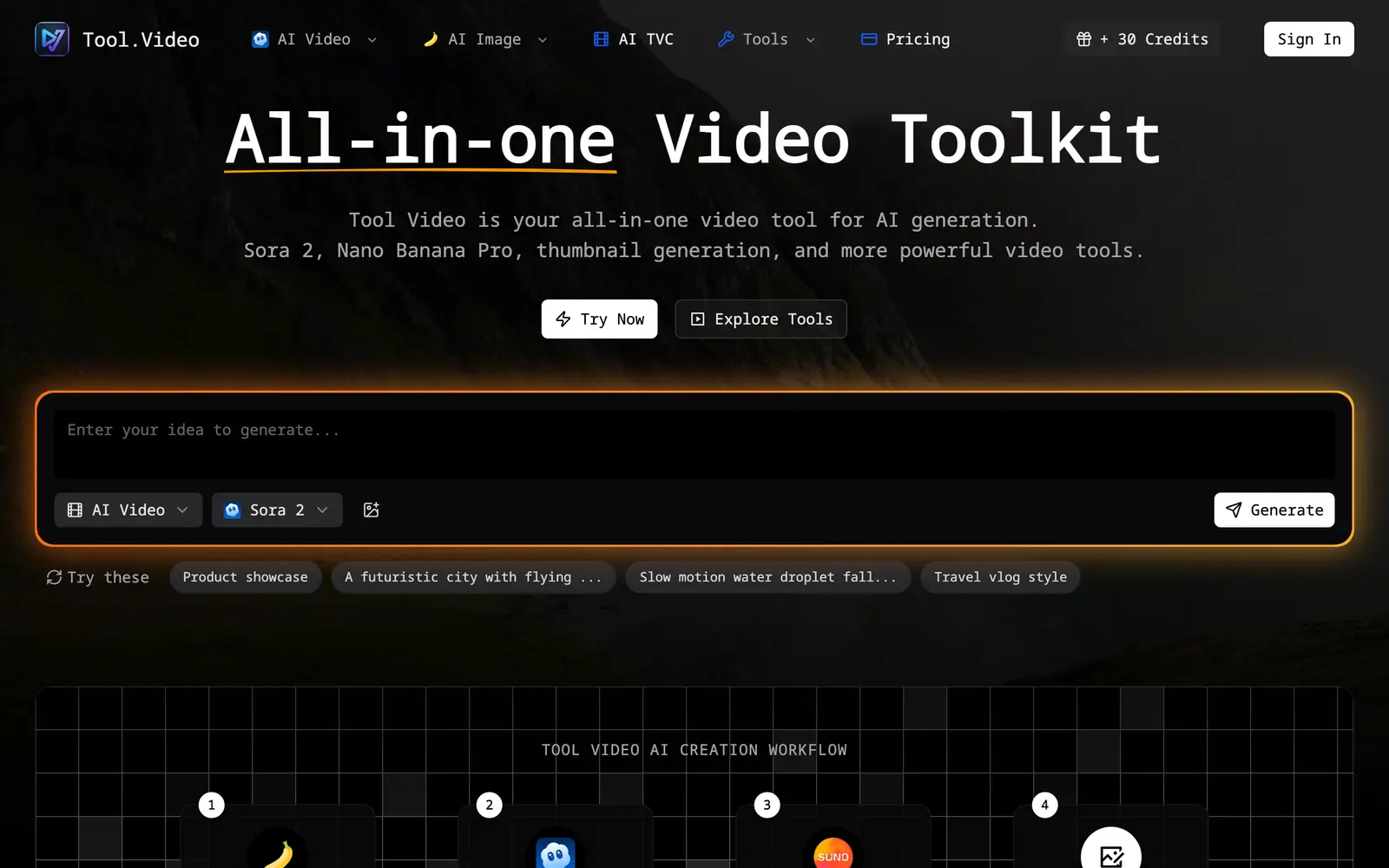 Screenshot of the Tool.Video website
