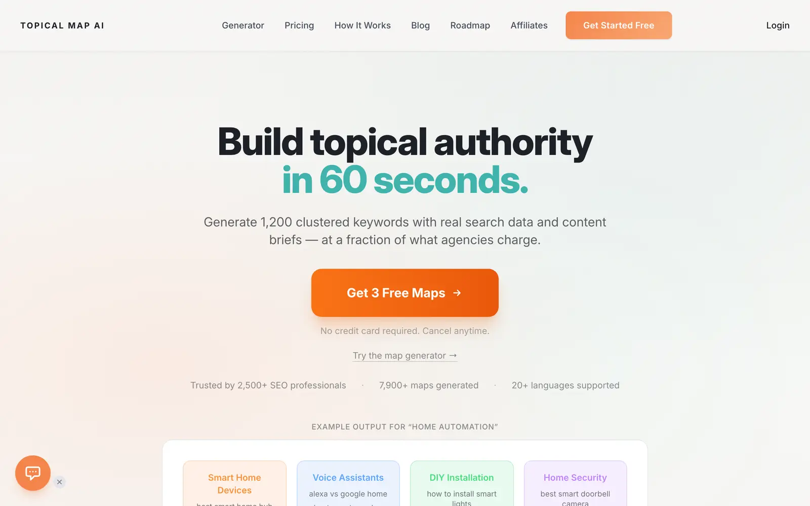 Screenshot of the TopicalMap.ai website