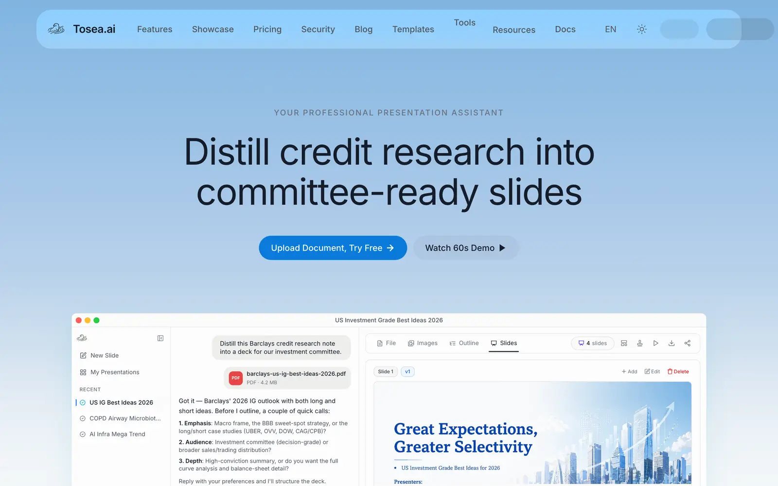 Screenshot of the Tosea.ai website