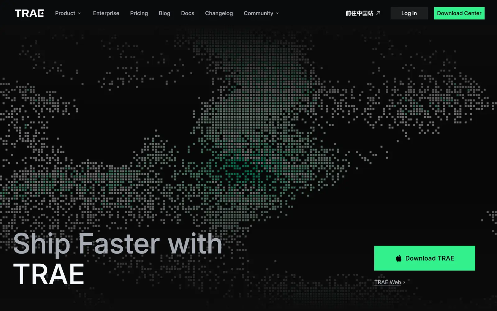 Screenshot of the TRAE website