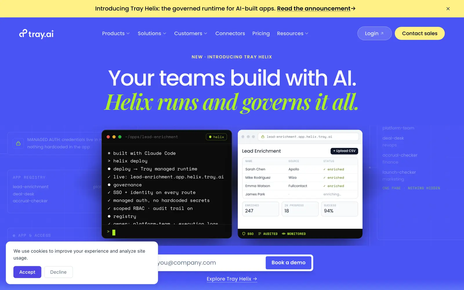 Screenshot of the Tray.ai website
