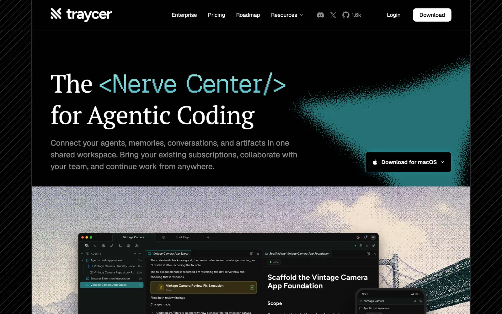 Screenshot of the Traycer website