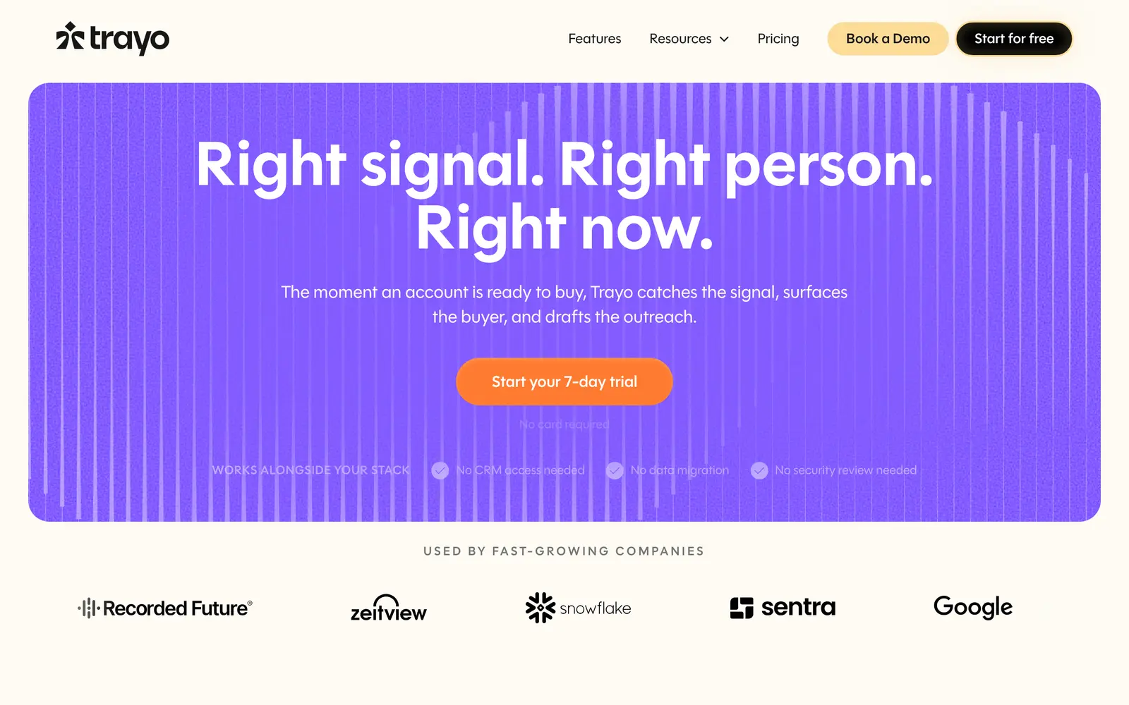Screenshot of the Trayo AI website