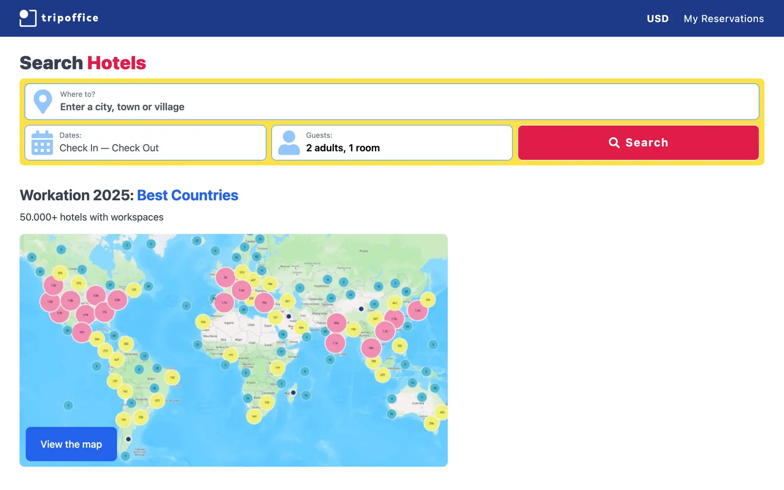 Screenshot of the TripOffice.com website