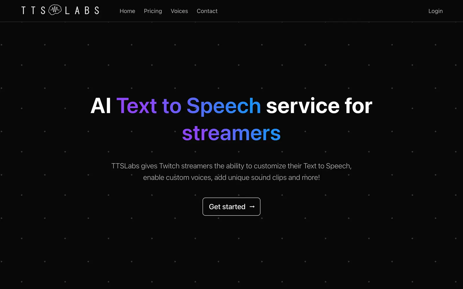Screenshot of the TTSLabs website