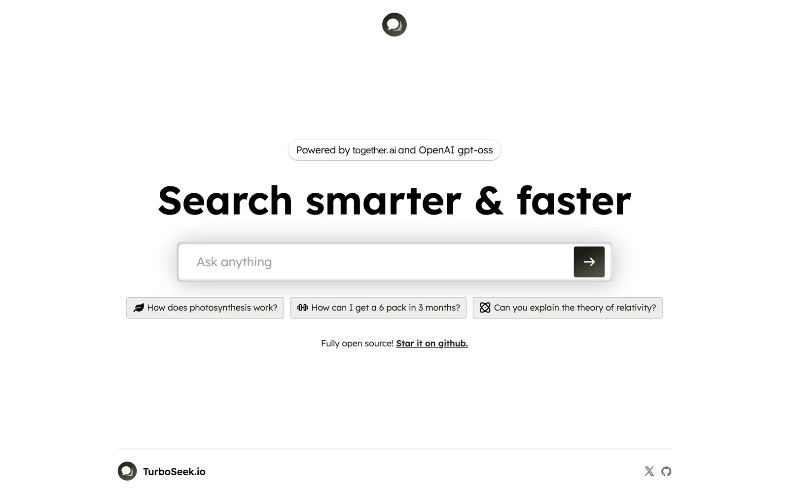 Screenshot of the Turbo Seek website