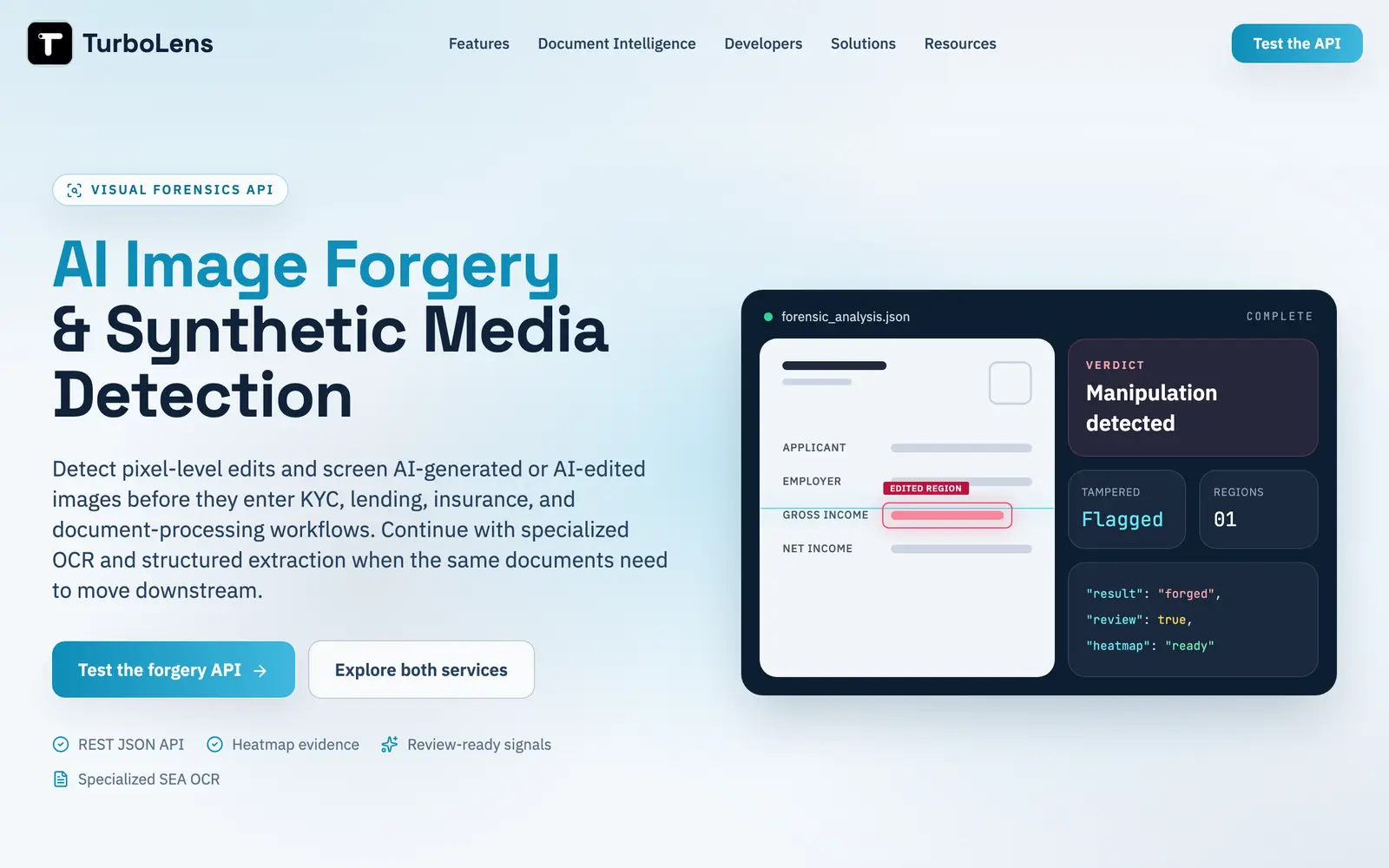 Screenshot of the TurboLens website
