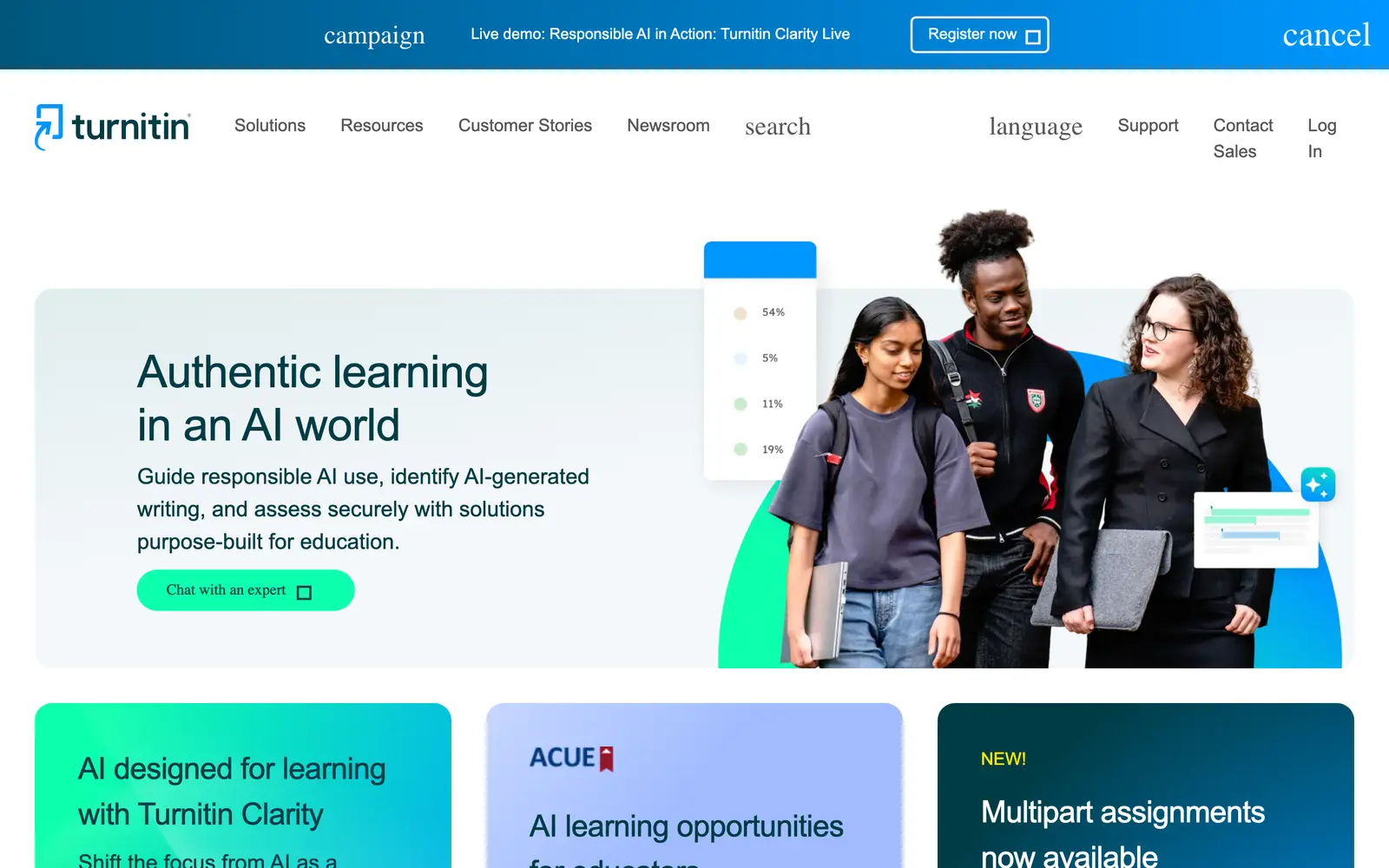 Screenshot of the Turnitin website