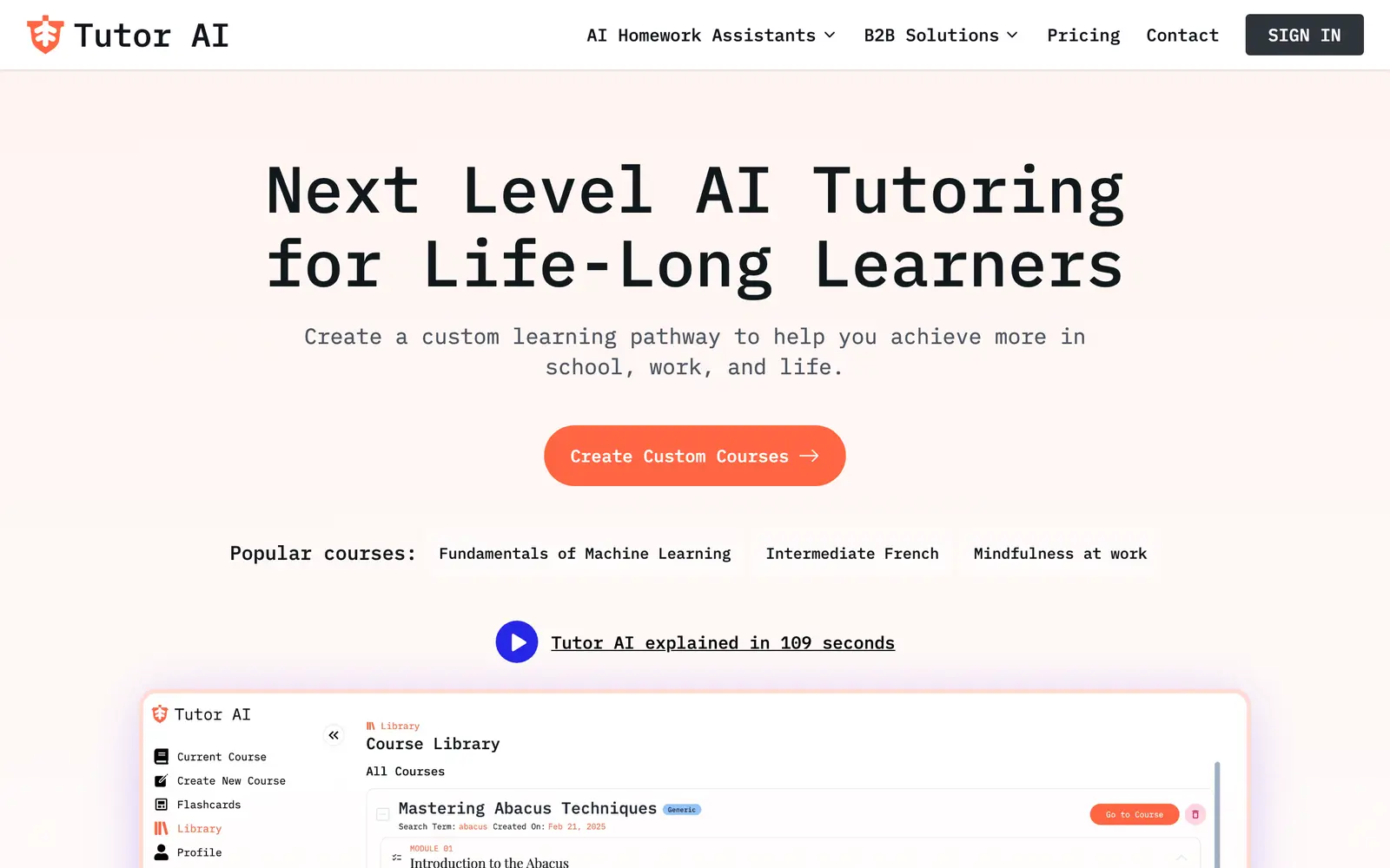 Screenshot of the TutorAI website