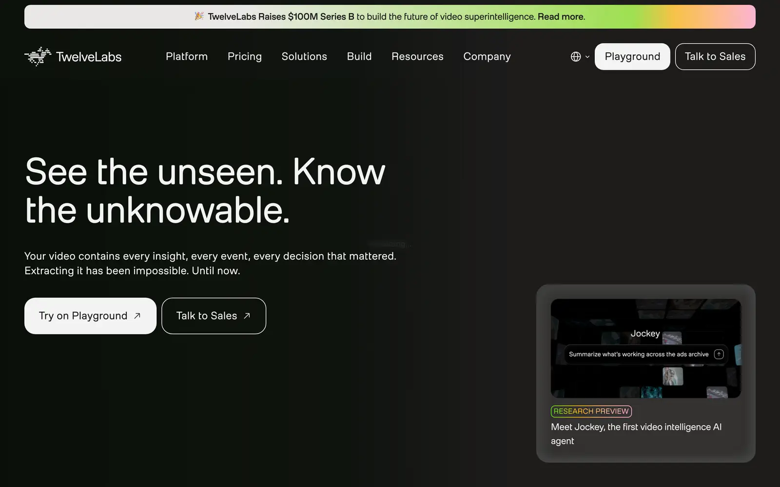 Screenshot of the TwelveLabs website