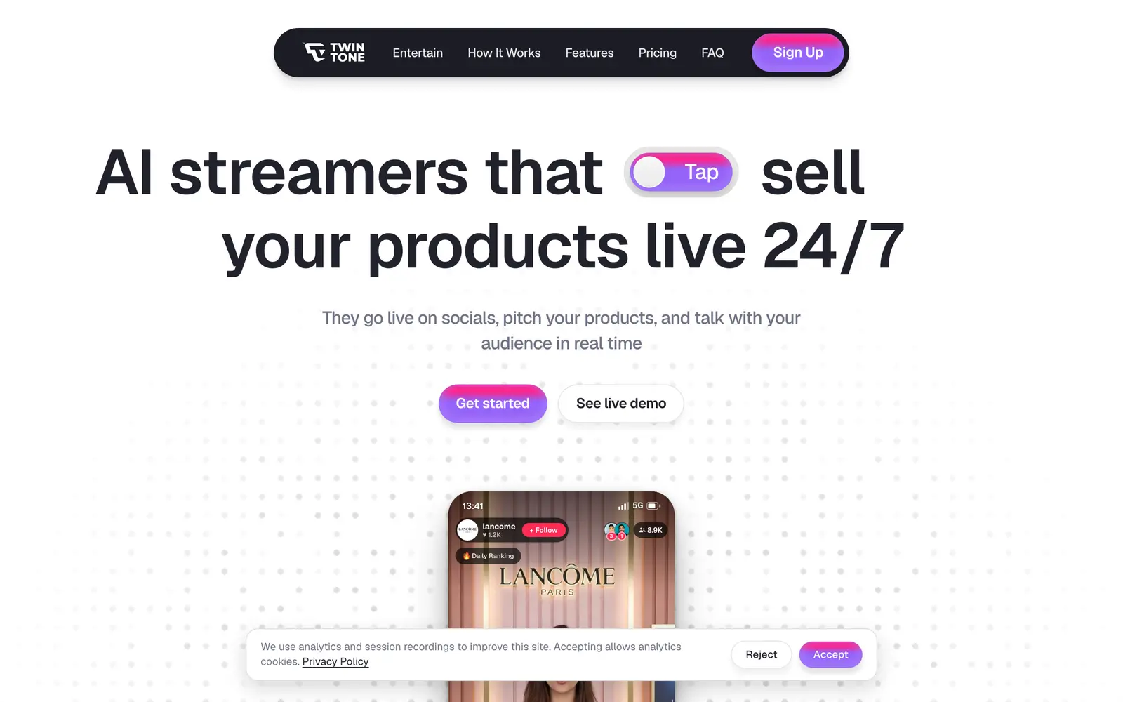 Screenshot of the TwinTone website