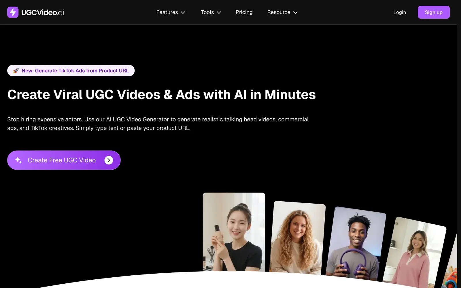 Screenshot of the UGCVideo.ai website