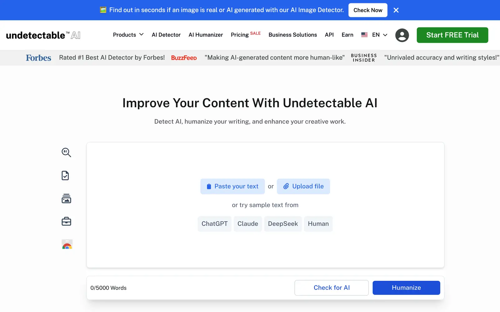 Screenshot of the Undetectable AI website