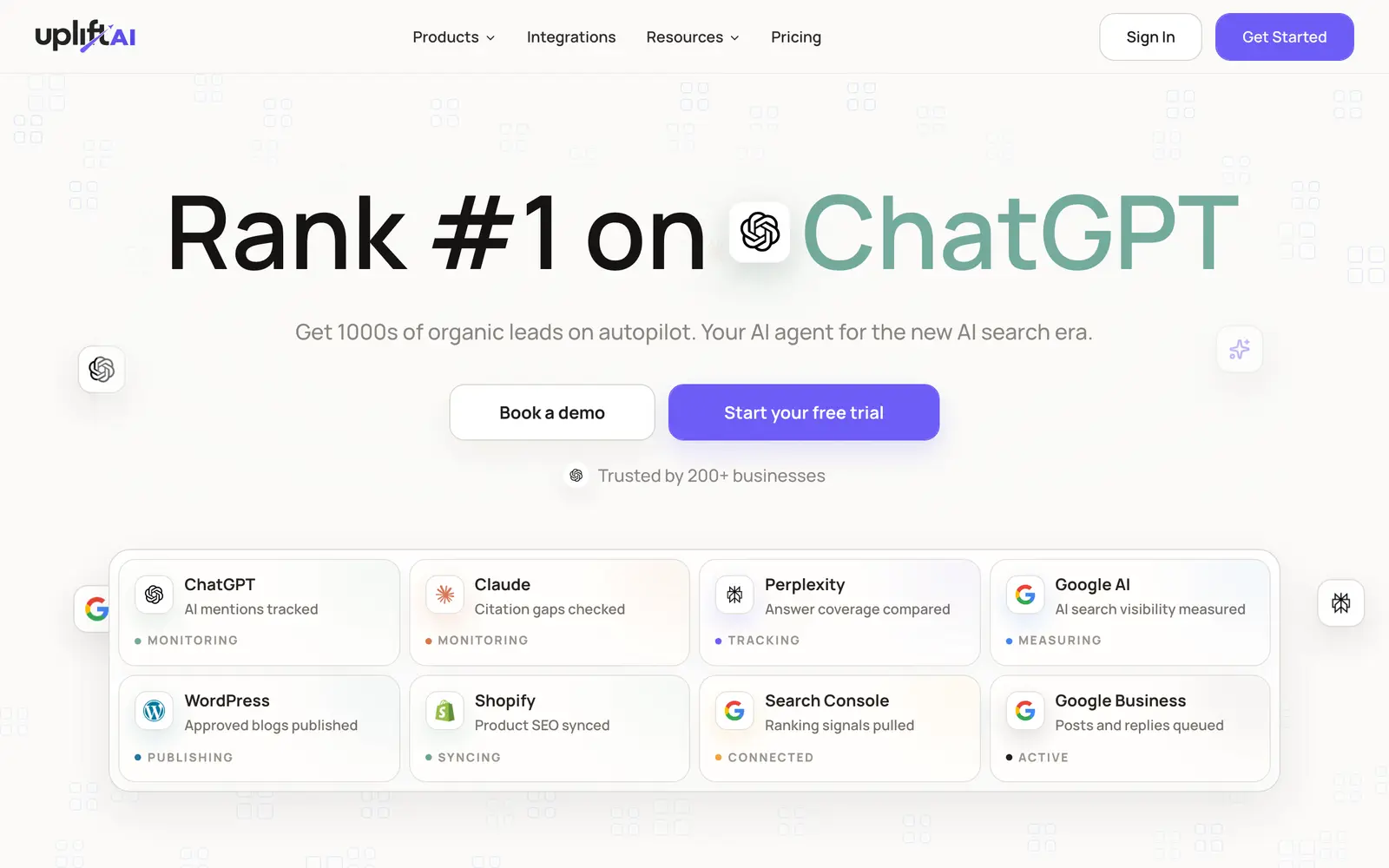 Screenshot of the Uplift AI website