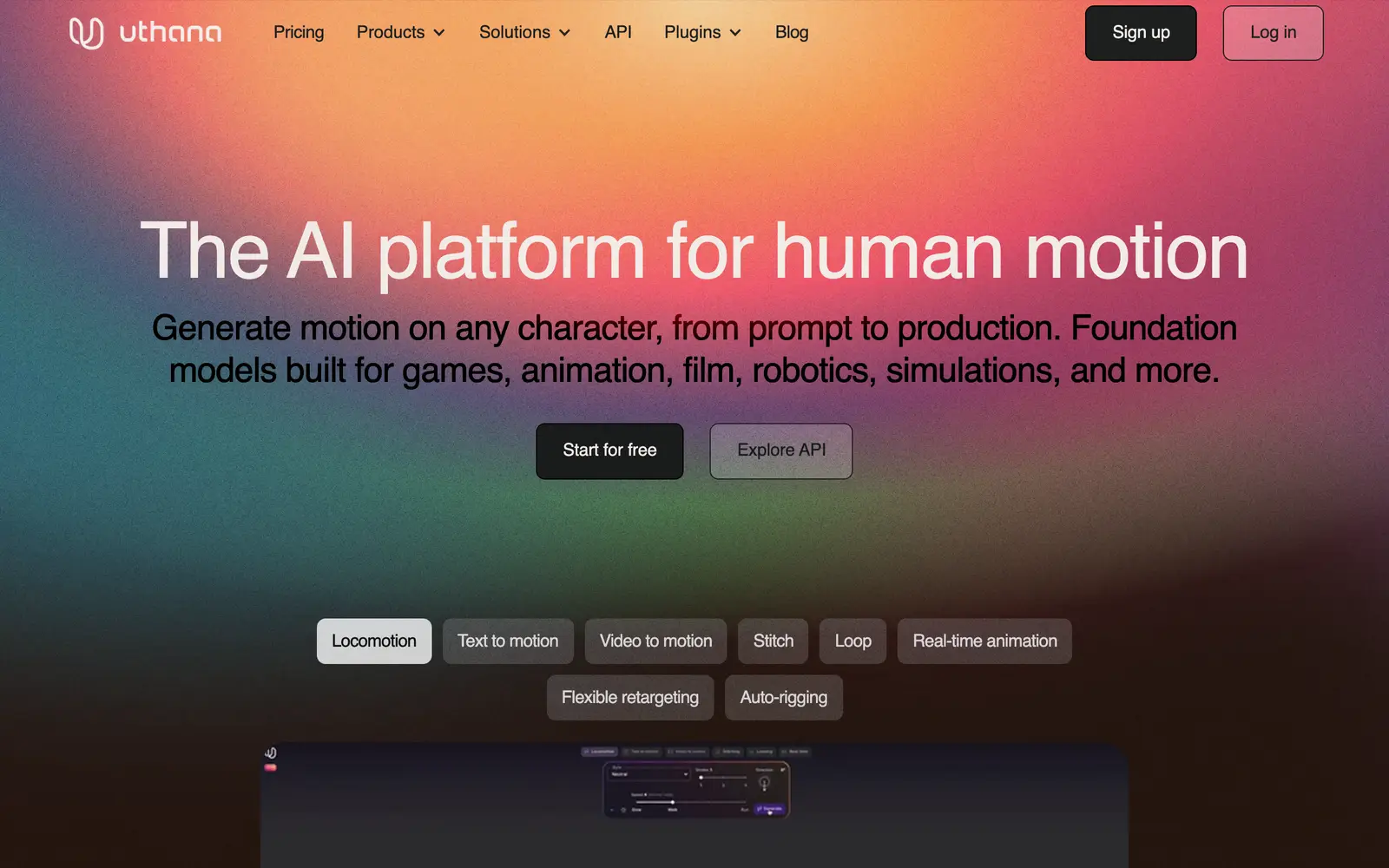 Screenshot of the Uthana website