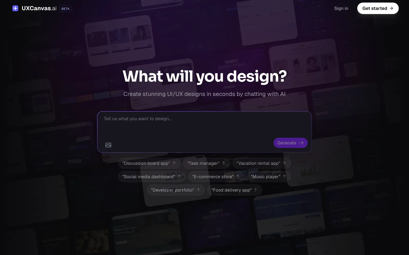 Screenshot of the UXCanvas.ai website