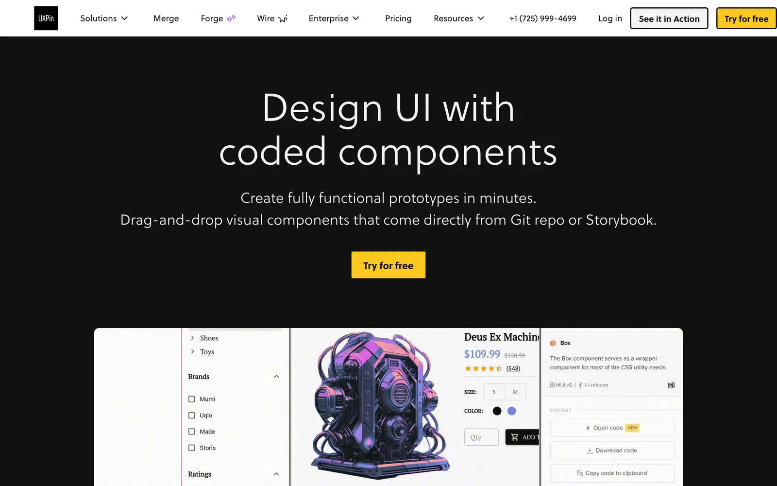 Screenshot of the UXPin website