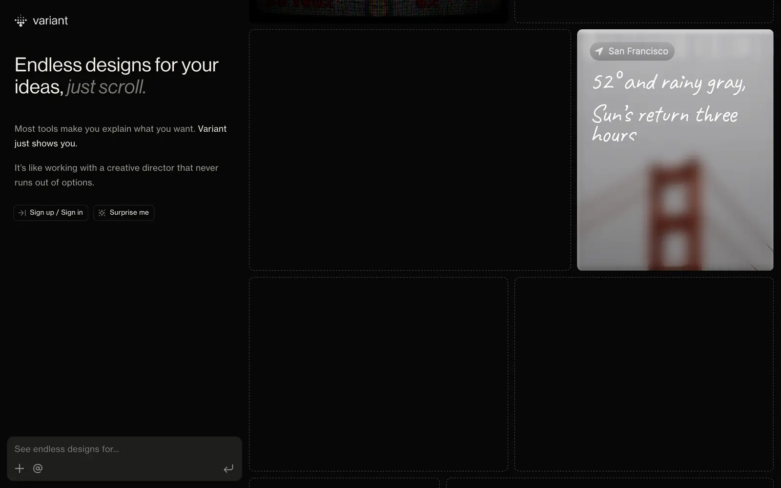 Screenshot of the Variant website