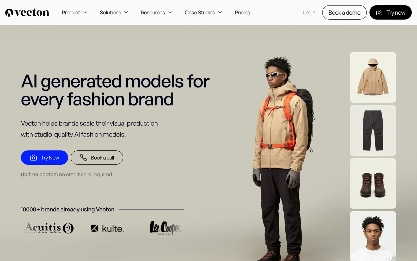 Screenshot of the Veeton - AI Fashion Studio website