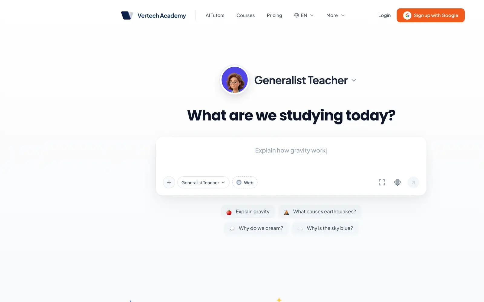 Screenshot of the Vertech Academy website