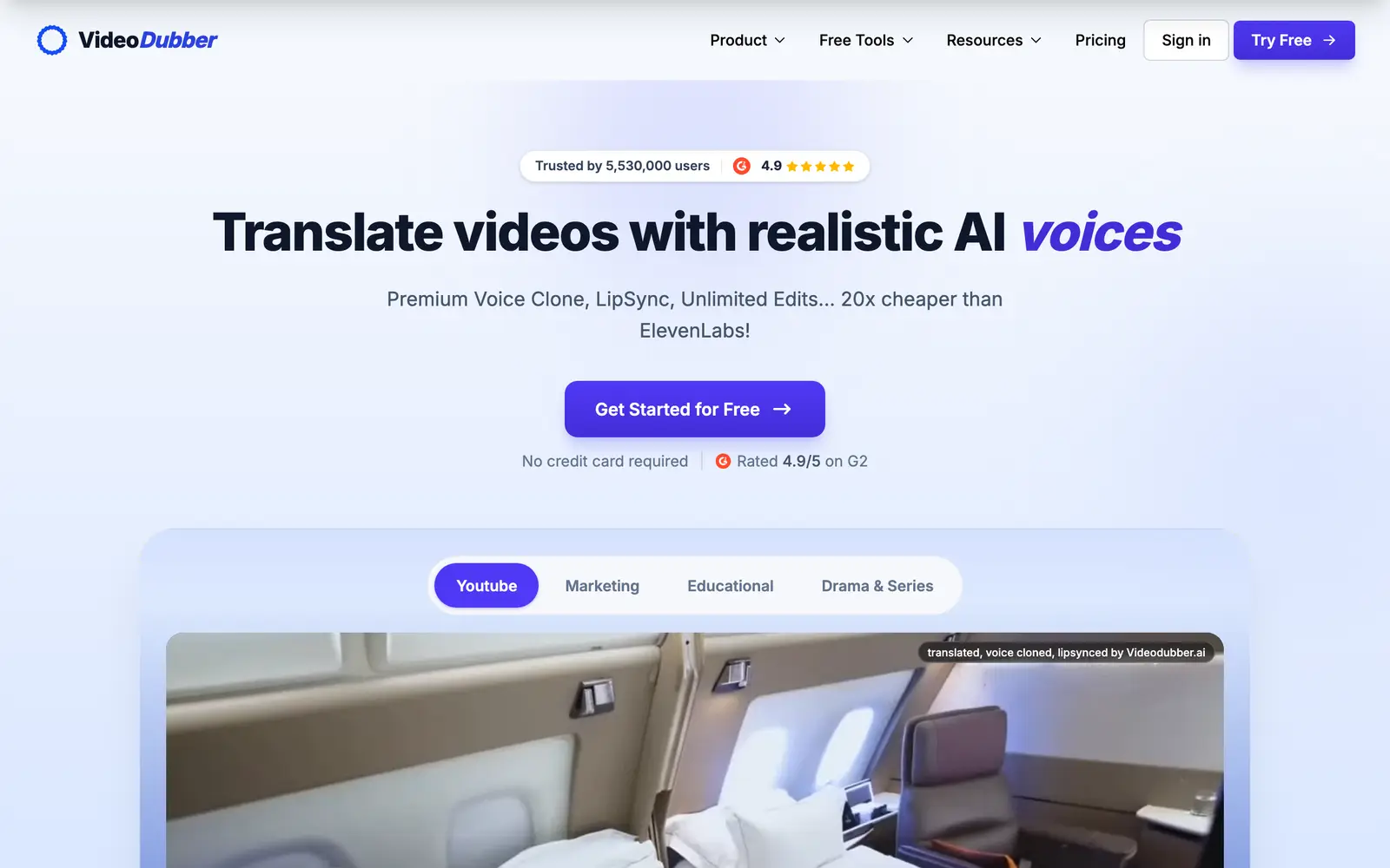 Screenshot of the VideoDubber website