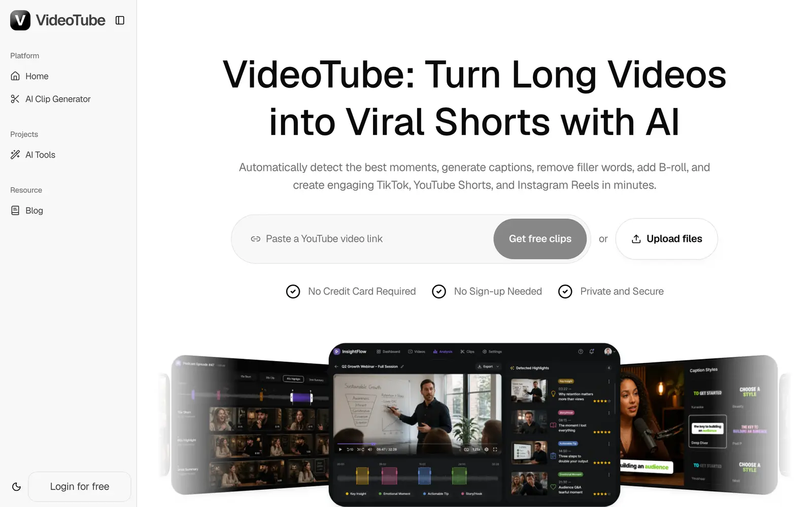 Screenshot of the VideoTube website