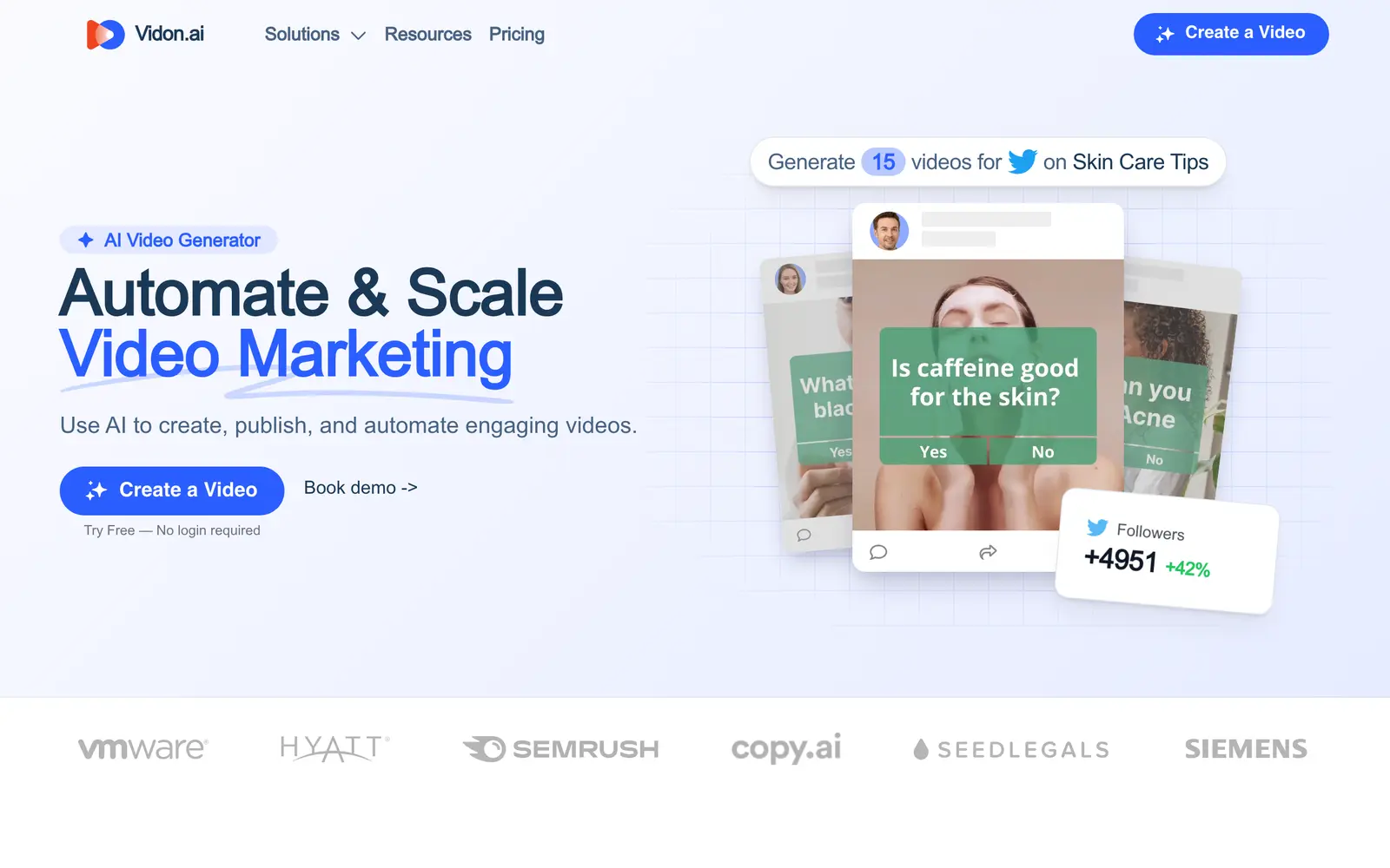 Screenshot of the Vidon.ai website