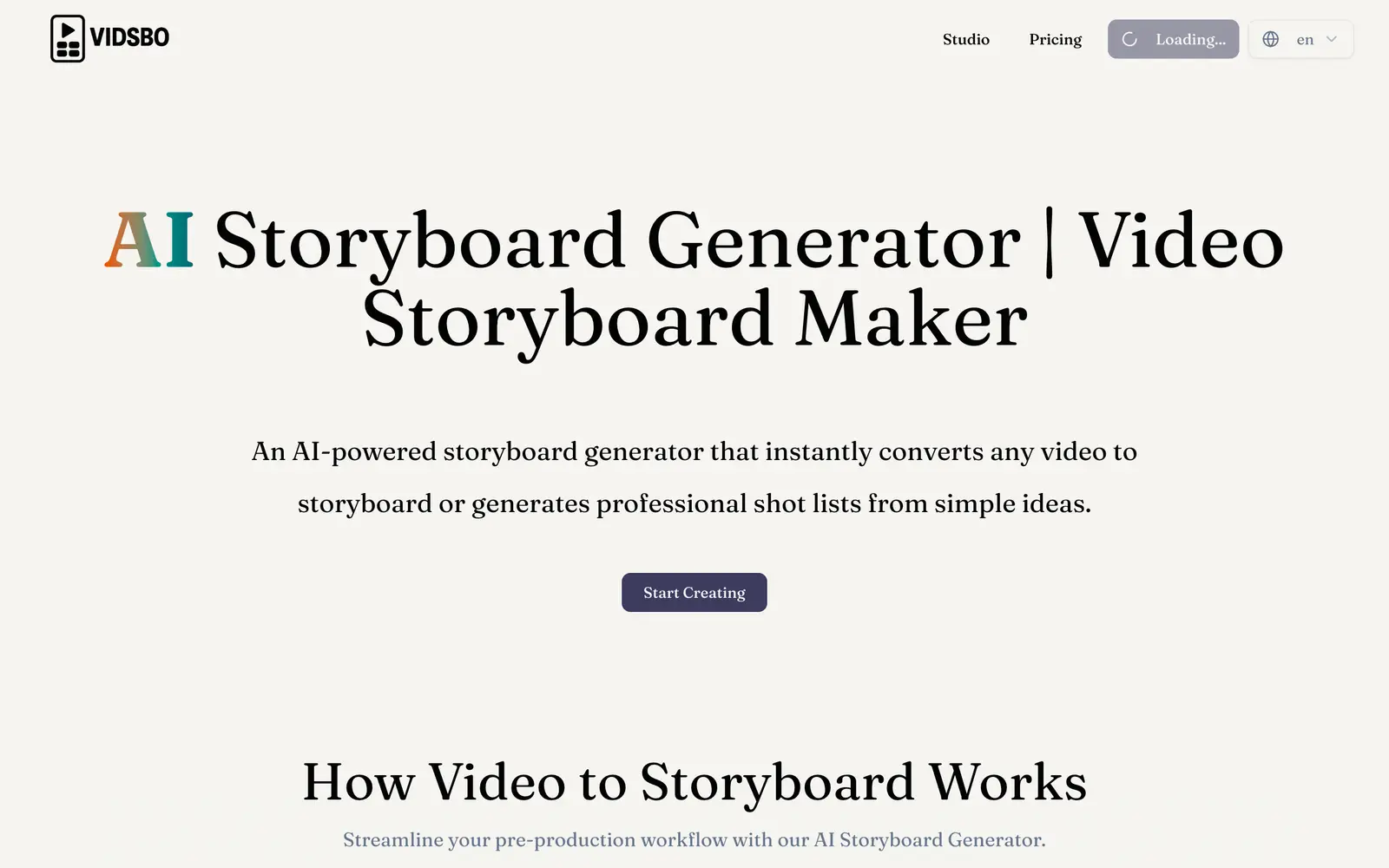 Screenshot of the VidSbo website