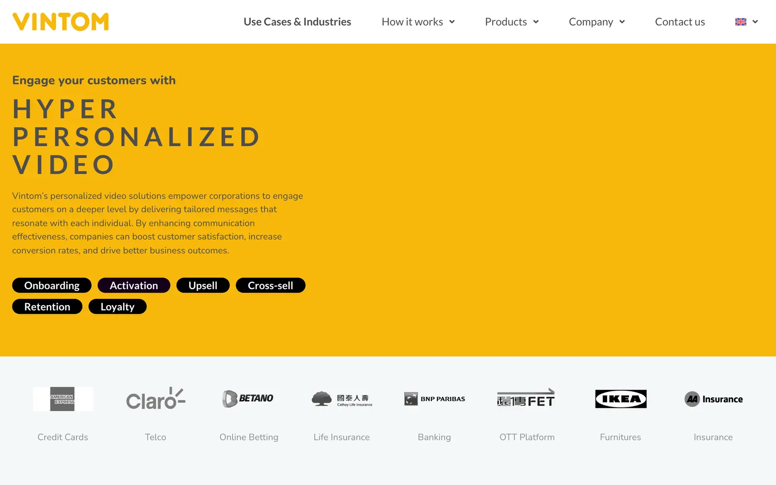 Screenshot of the Vintom website