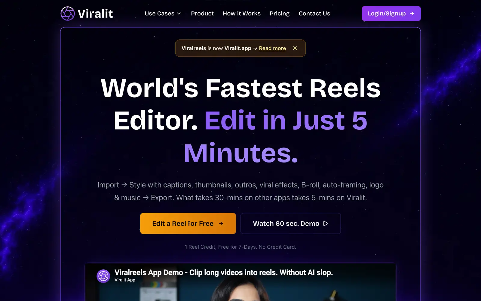 Screenshot of the Viralit website