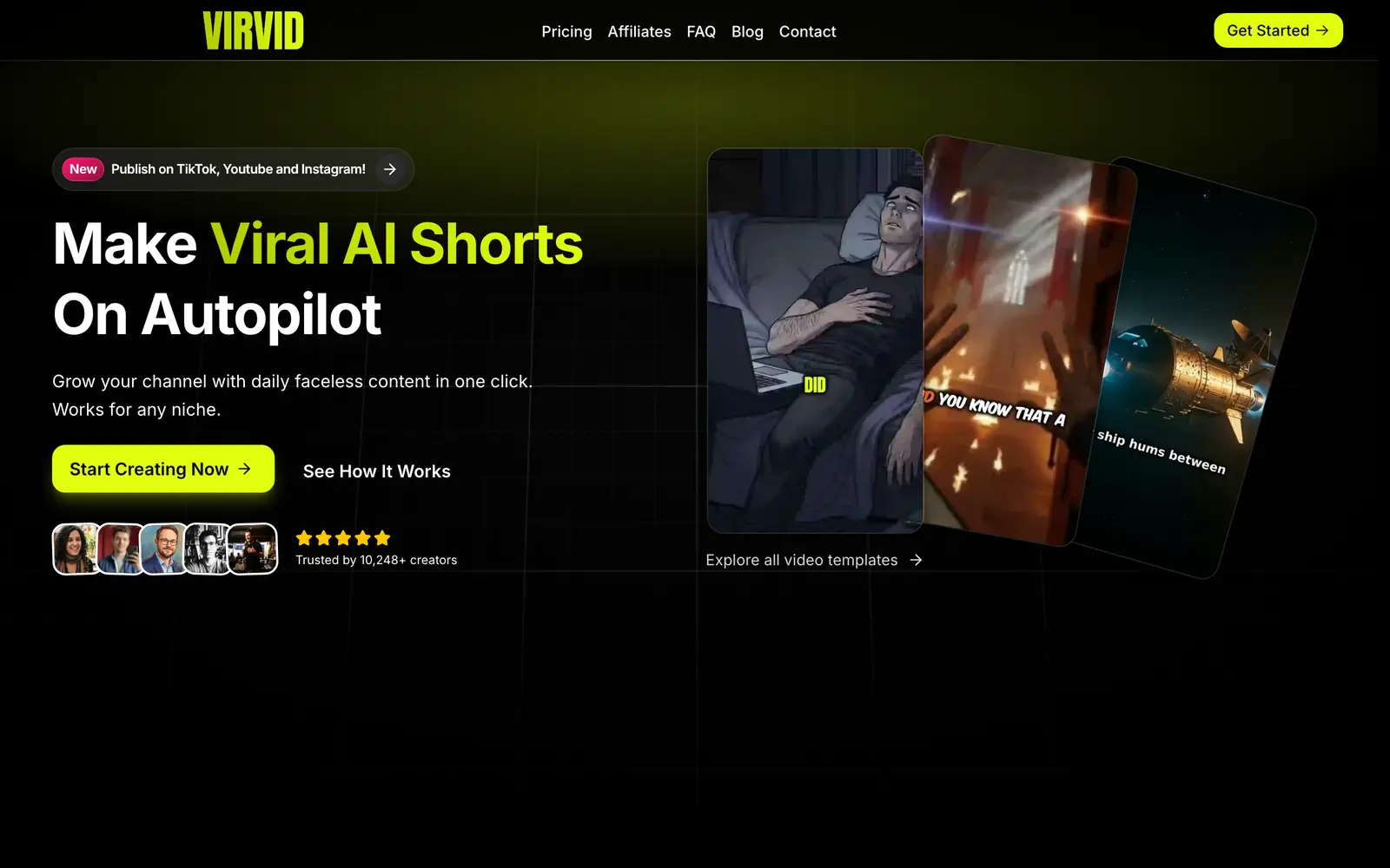 Screenshot of the Virvid website