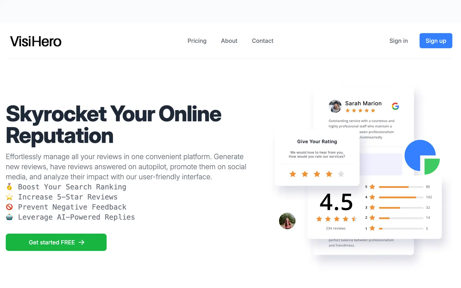 Screenshot of the VisiHero website