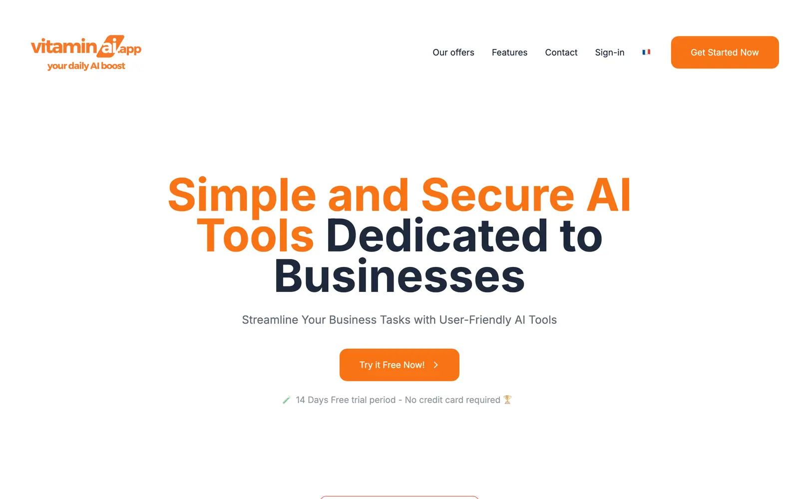 Screenshot of the Vitamin AI website