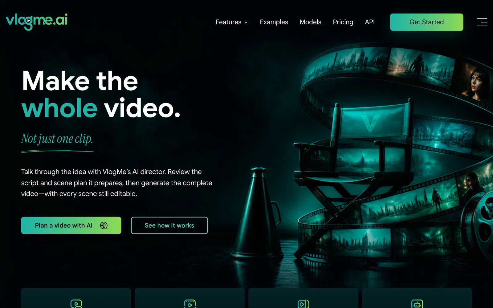Screenshot of the VlogMe AI website