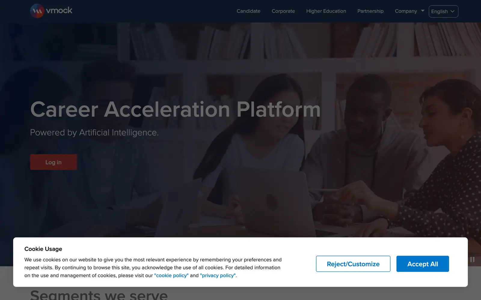 Screenshot of the VMock website