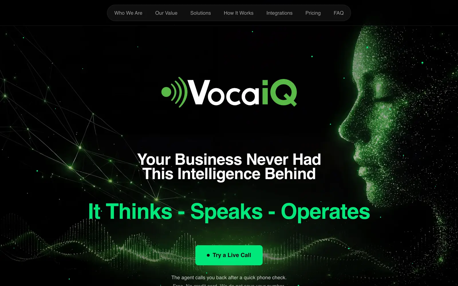 Screenshot of the VocaiQ website