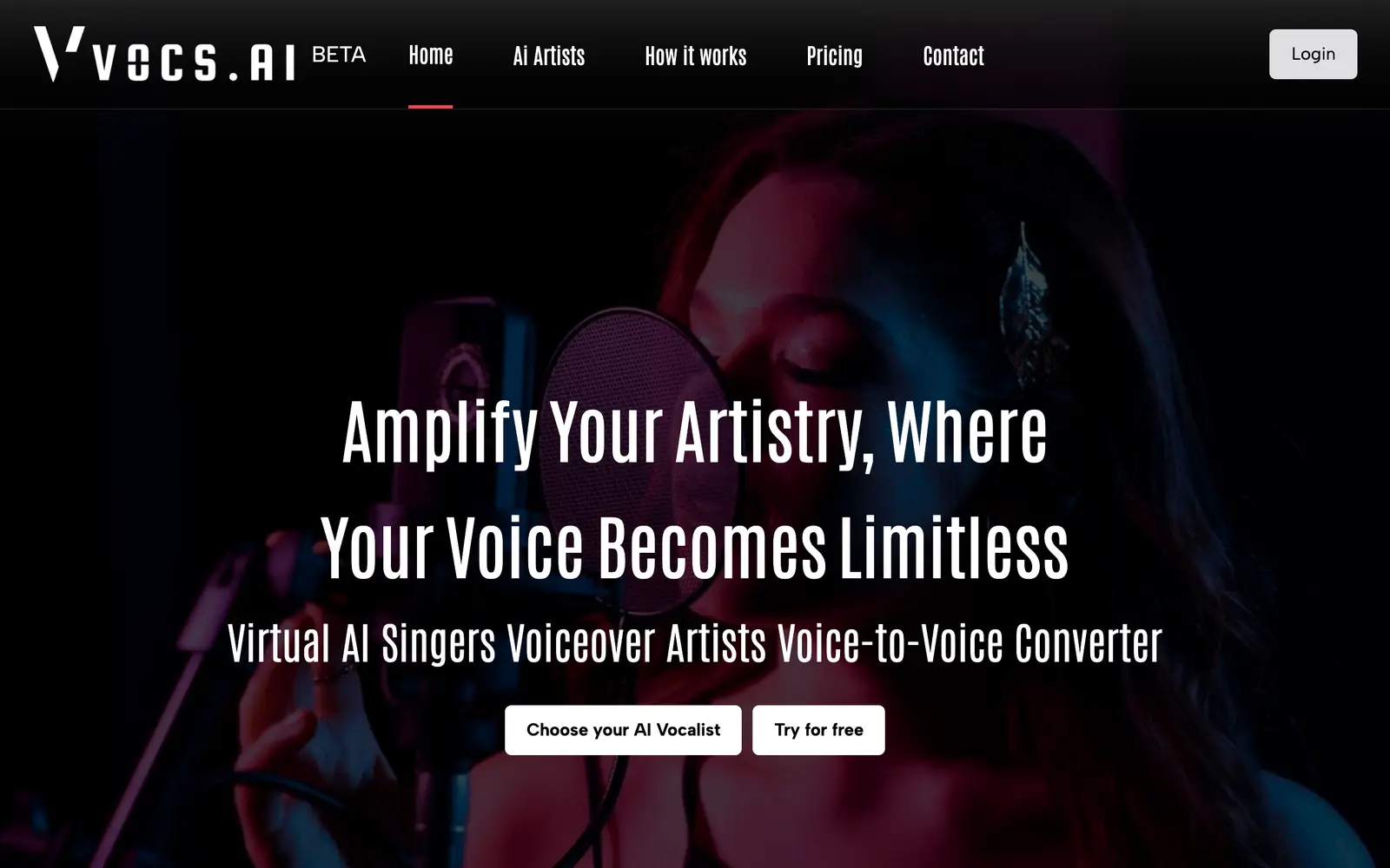 Screenshot of the Vocs AI website