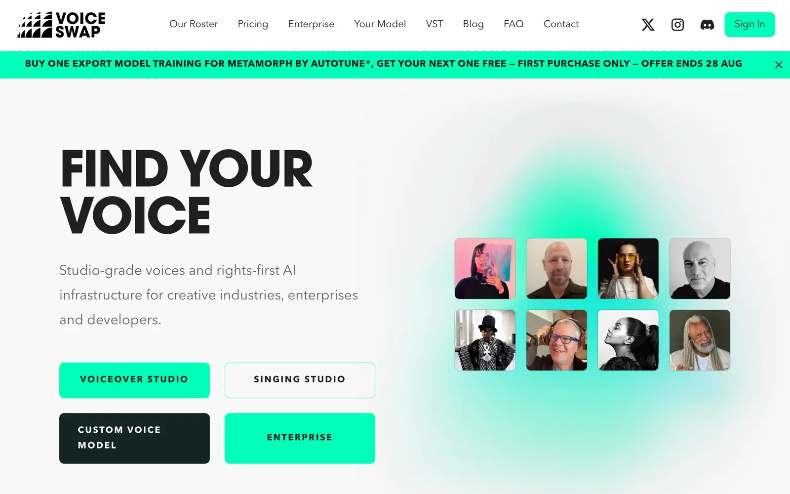Screenshot of the Voice-Swap website