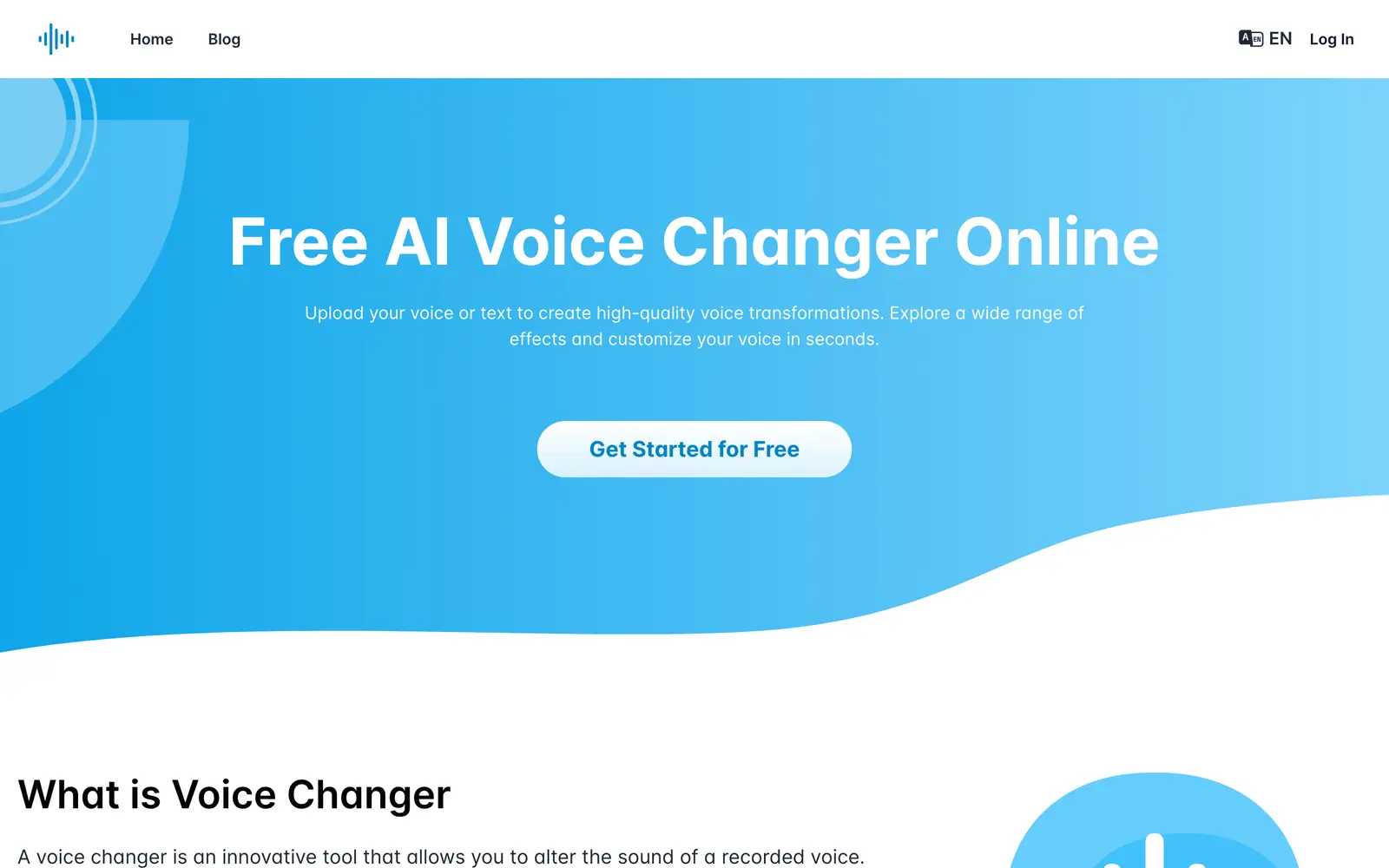 Screenshot of the VoiceChanger website