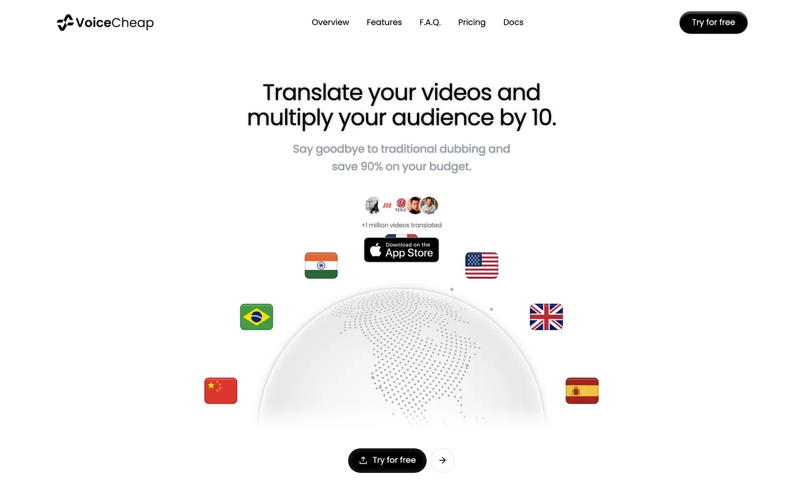 Screenshot of the VoiceCheap website