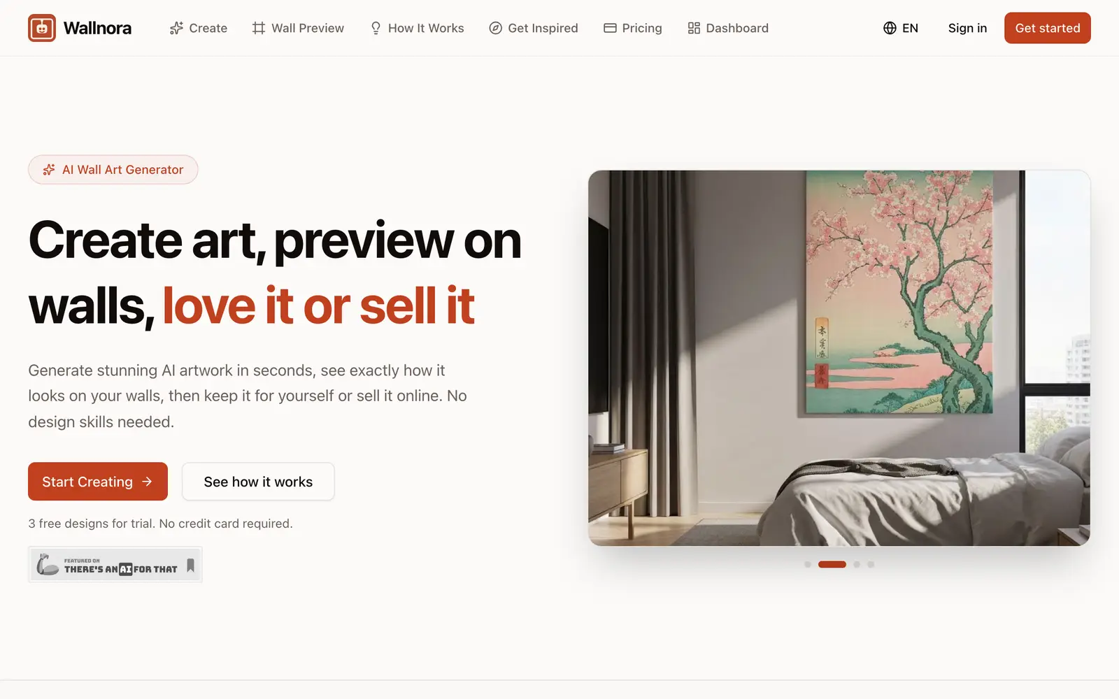Screenshot of the Wallnora website