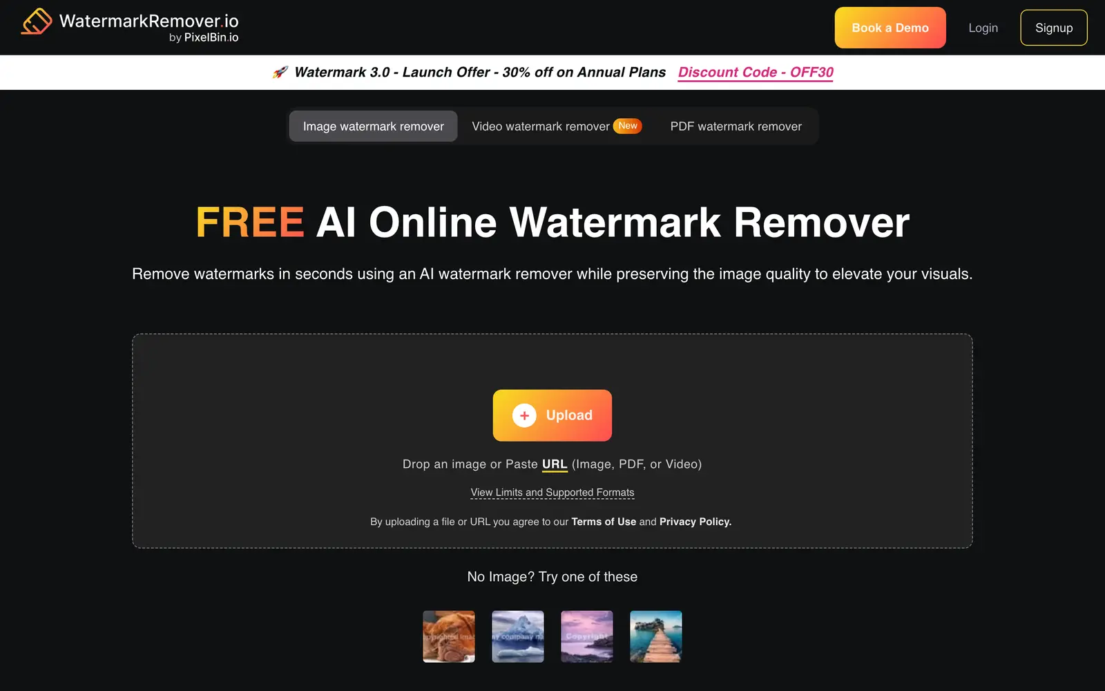 Screenshot of the Watermark Remover website