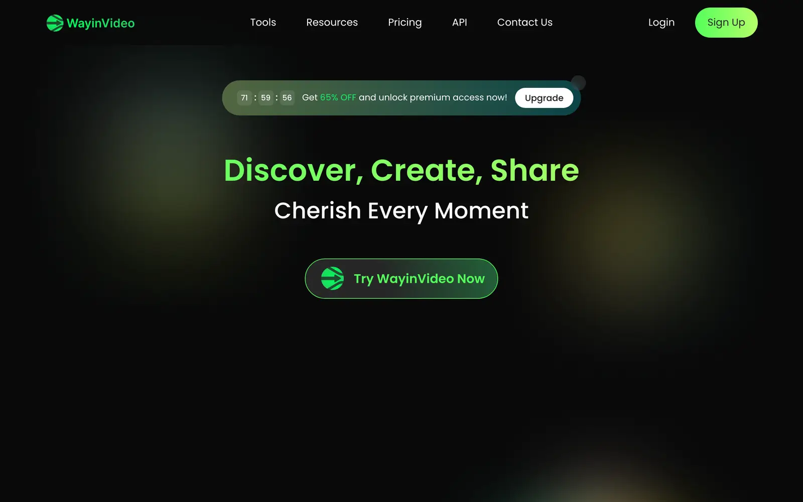 Screenshot of the WayinVideo website