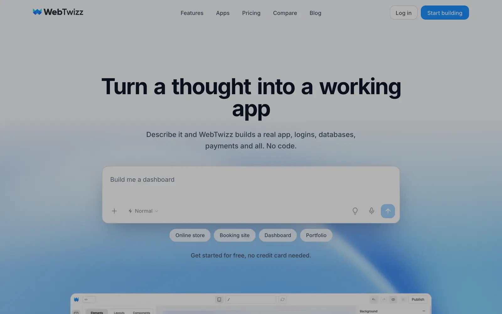 Screenshot of the WebTwizz website