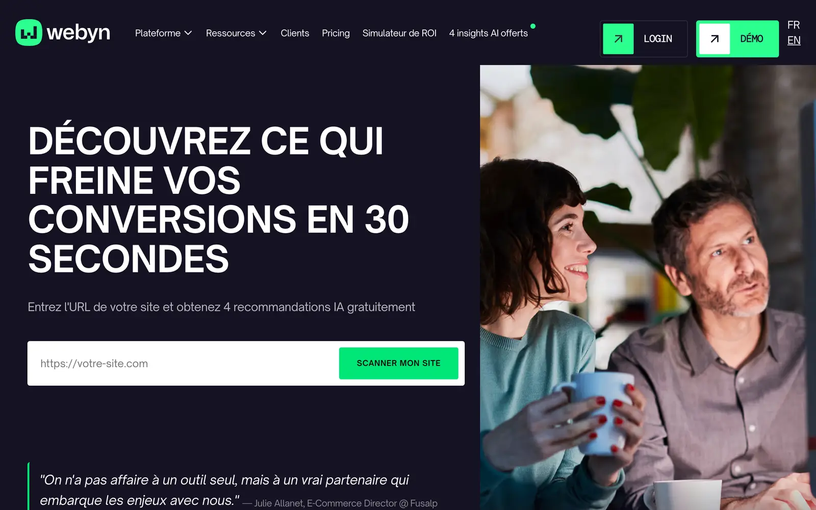 Screenshot of the Webyn website
