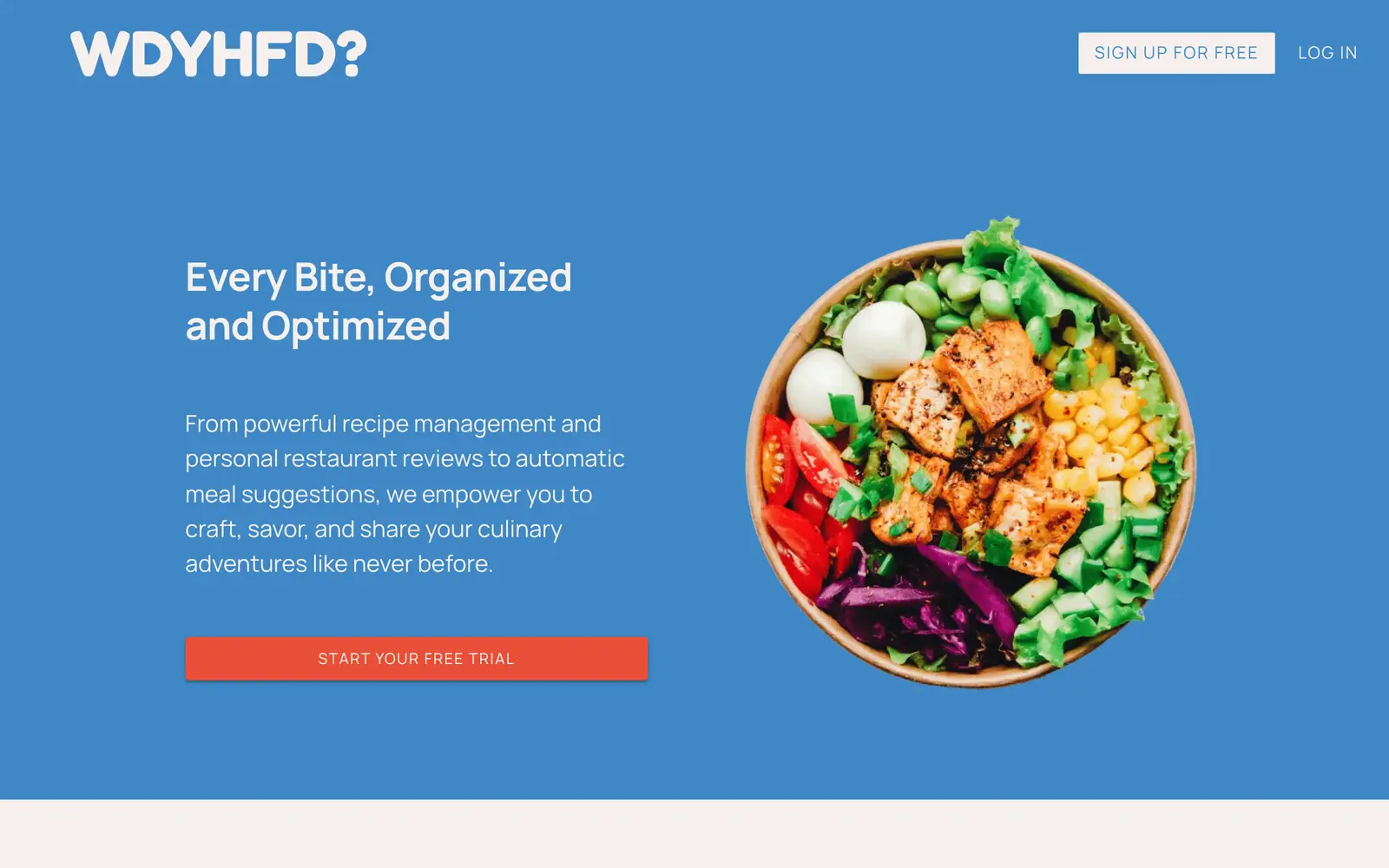 Screenshot of the WhatDidYouHaveForDinner website