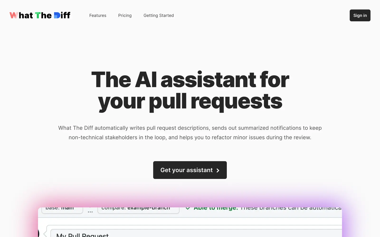 Screenshot of the What The Diff website