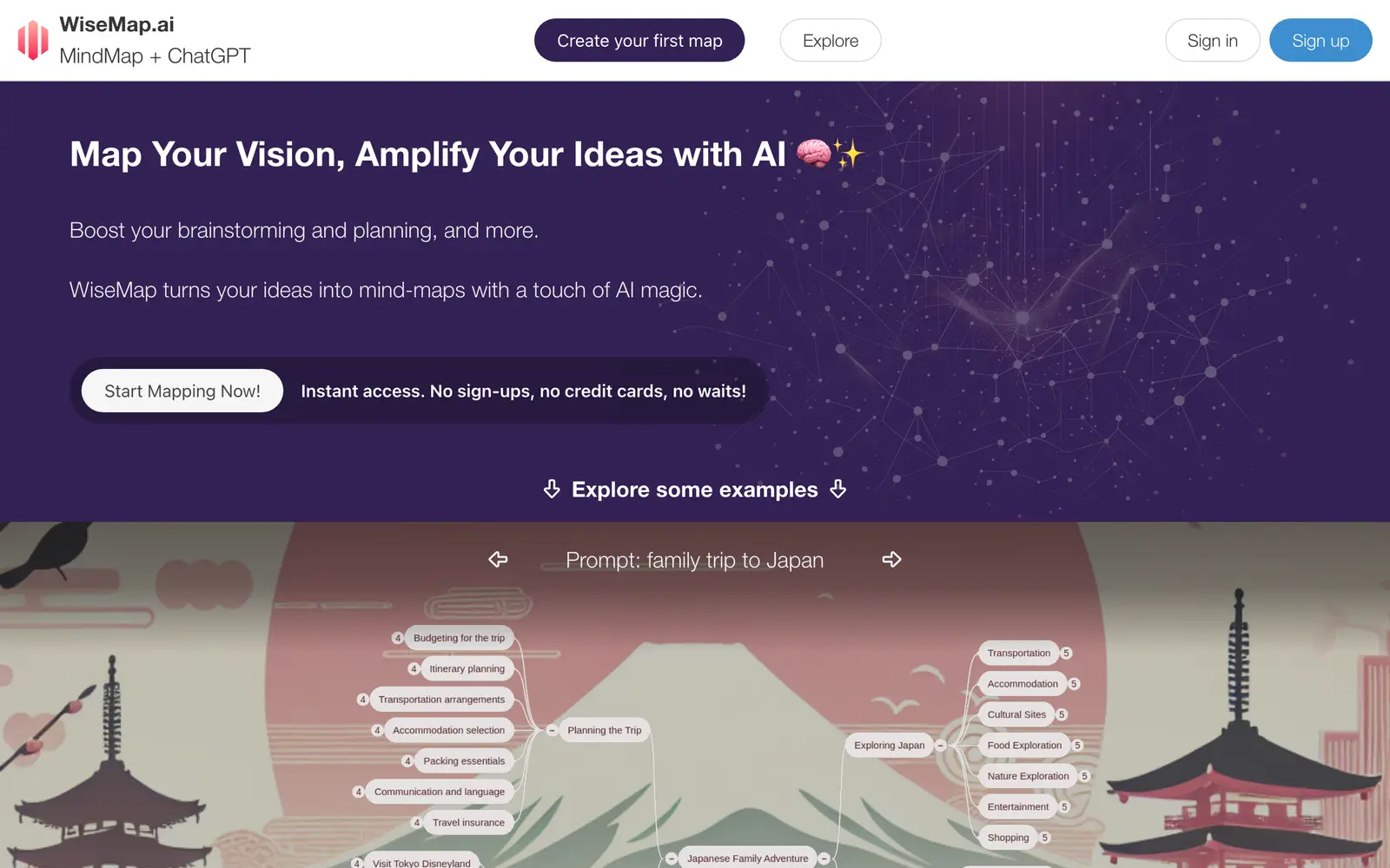 Screenshot of the WiseMap website
